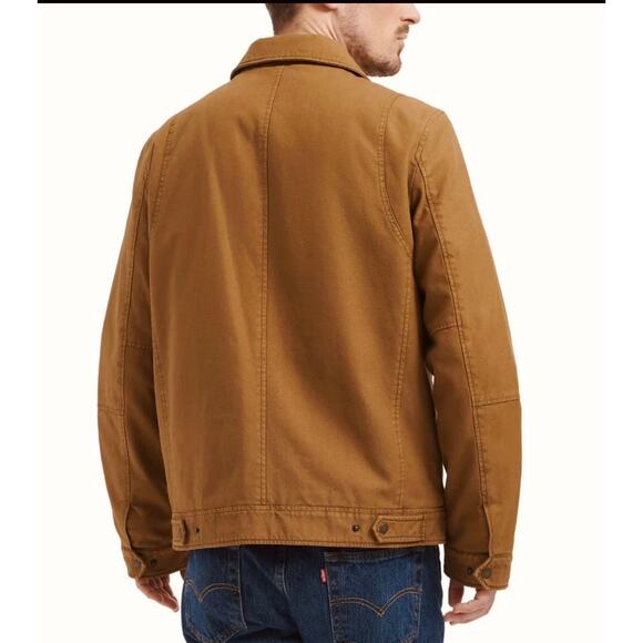 Large Levis  Mens Cotton Canvas Twill Jacket Top with Quilted Liner color TAN - Picture 5 of 6